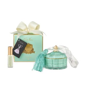 COTE NOIRE ART DECO CANDLE - TIFFANY BLUE & GOLD - PERSIAN LIME