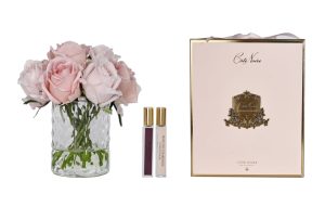 COTE NOIRE HERRINGBONE FLOWER - MIXED ROSE BUDS - CLEAR