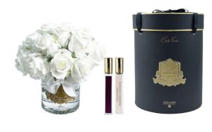 COTE NOIRE LUXURY GRAND ROSE BUD BOUQUET - WHITE - GOLD BADGE